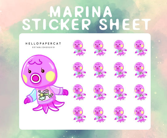 Pink octocutie inspired sticker sheet
