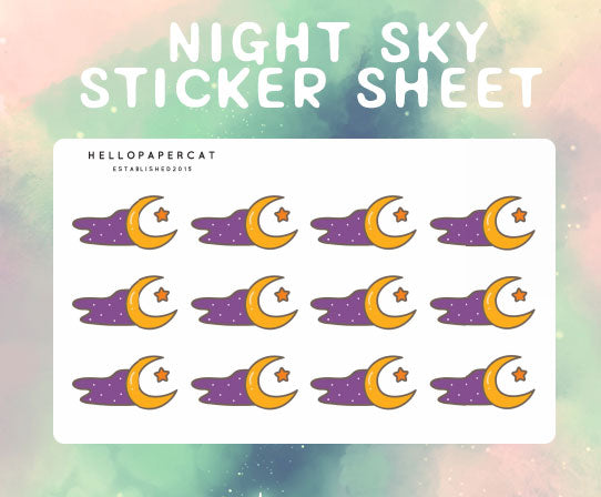 Night Sky Sticker Sheet HelloPapercat