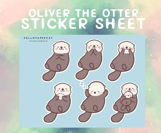 Oliver the Otter sticker sheet