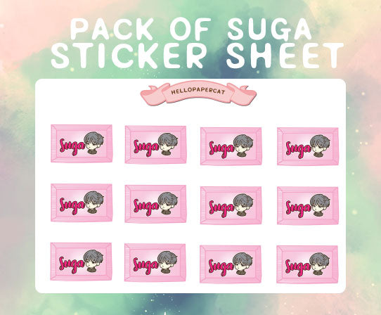Pack of Suga sticker sheet