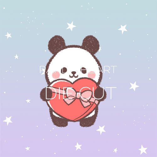 Panda Heart die cut
