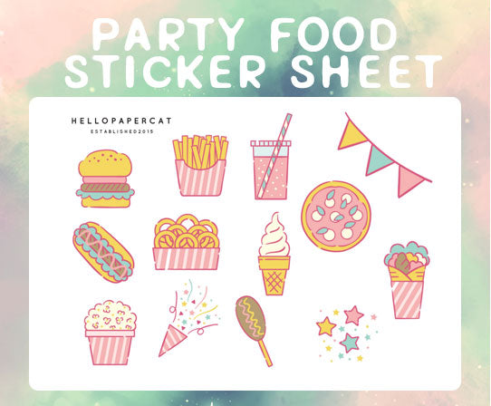 Party food sticker sheet