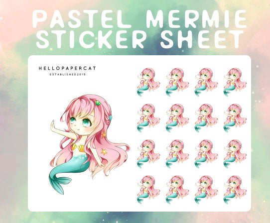 Pastel mermie sticker sheet