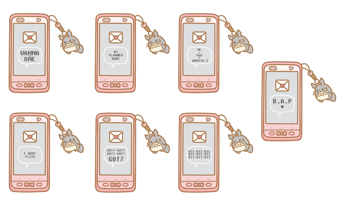 kawaii cell phone die cut digital download