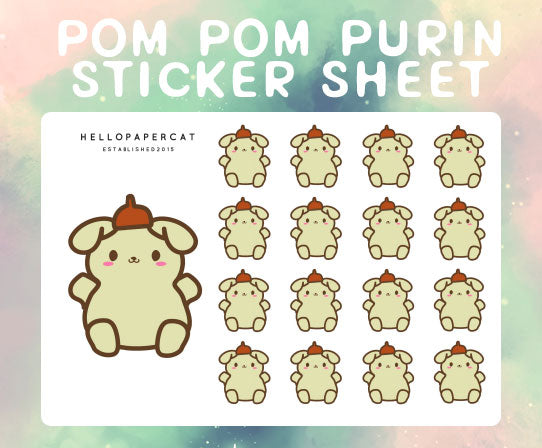 Pudding dog Doodle sticker sheet