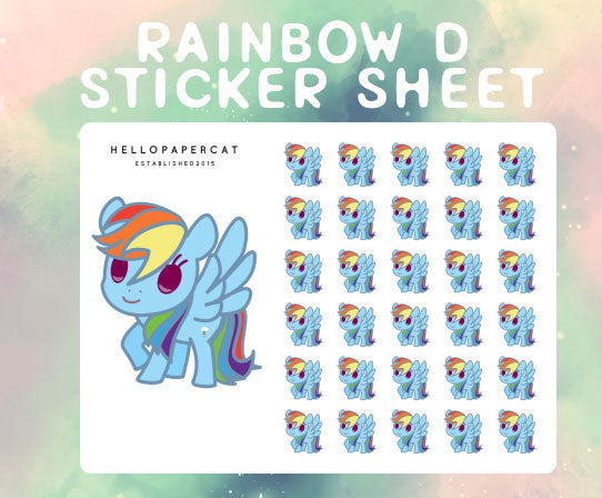 Rainbow D sticker sheet