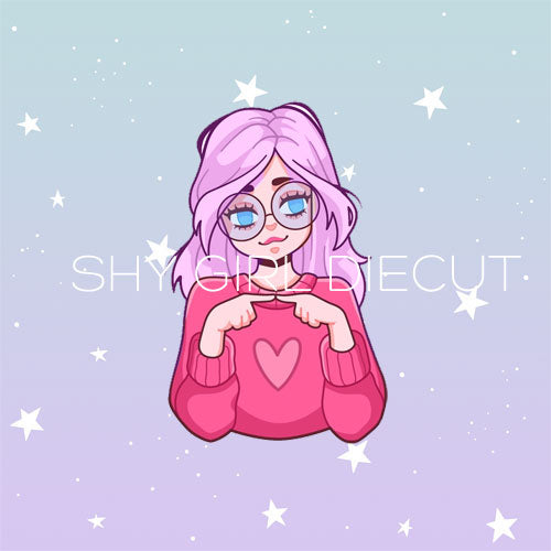 Shy girl die cut