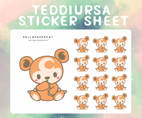 Teddi cutie sticker sheet