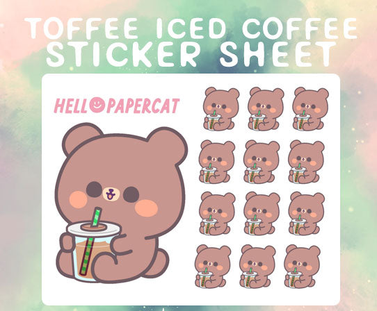 Toffee Iced coffee sticker sheet