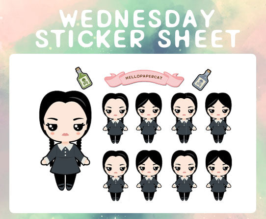 Wednesday's child inspired sticker sheet