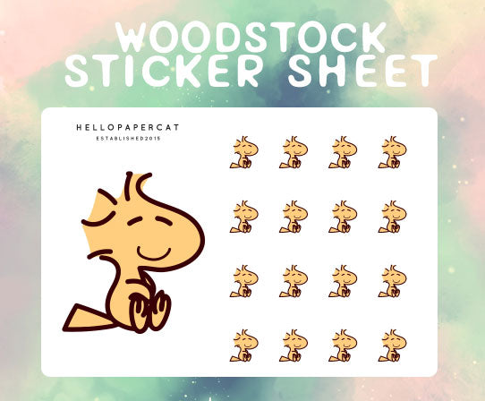yellow wood bird inspired sticker sheet