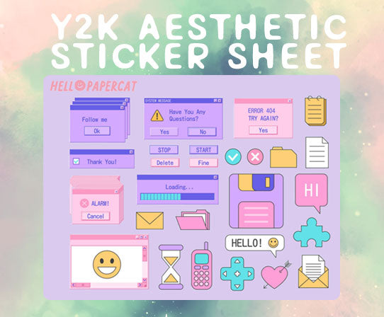 Y2K aesthetic sticker sheet
