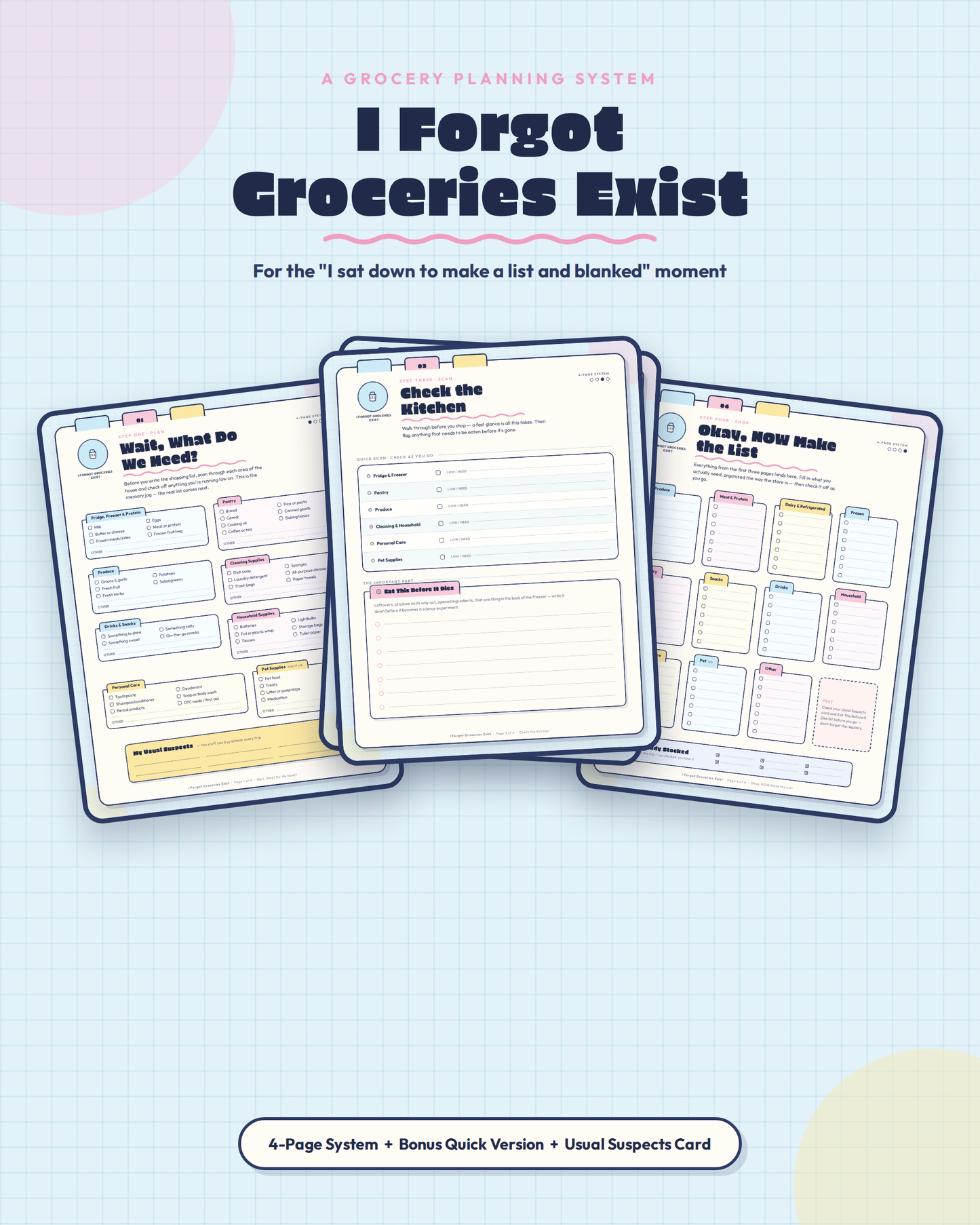 I Forgot Groceries Exist – Grocery Planning Collection (Printable PDF)