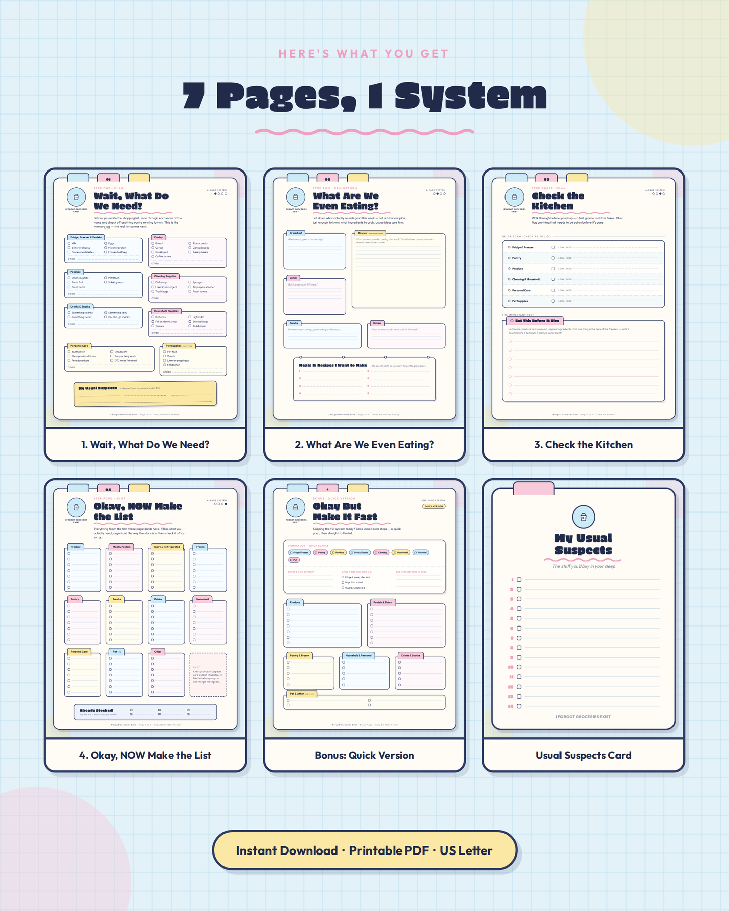 I Forgot Groceries Exist – Grocery Planning Collection (Printable PDF)