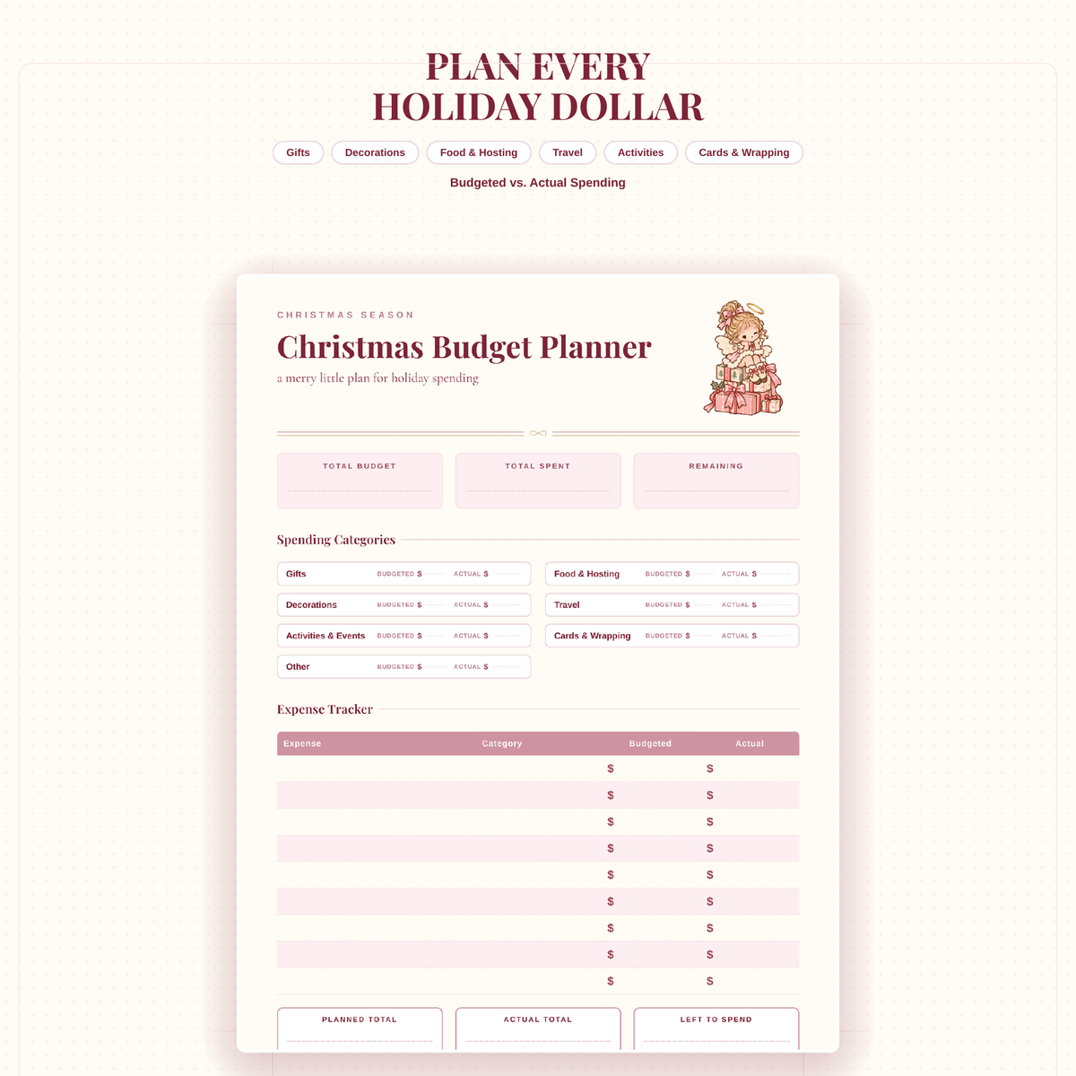 Christmas Budget Planner Printable, Holiday Spending Tracker, Christmas Expense Tracker, Gift Budget Planner, GoodNotes PDF