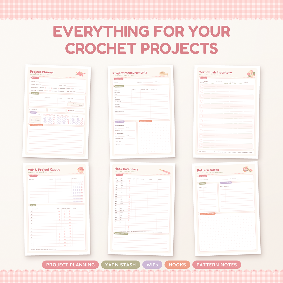 Crochet Planner Printable, Crochet Project Planner, Yarn Stash Inventory, Crochet Journal, GoodNotes Digital Planner, Crochet Organizer