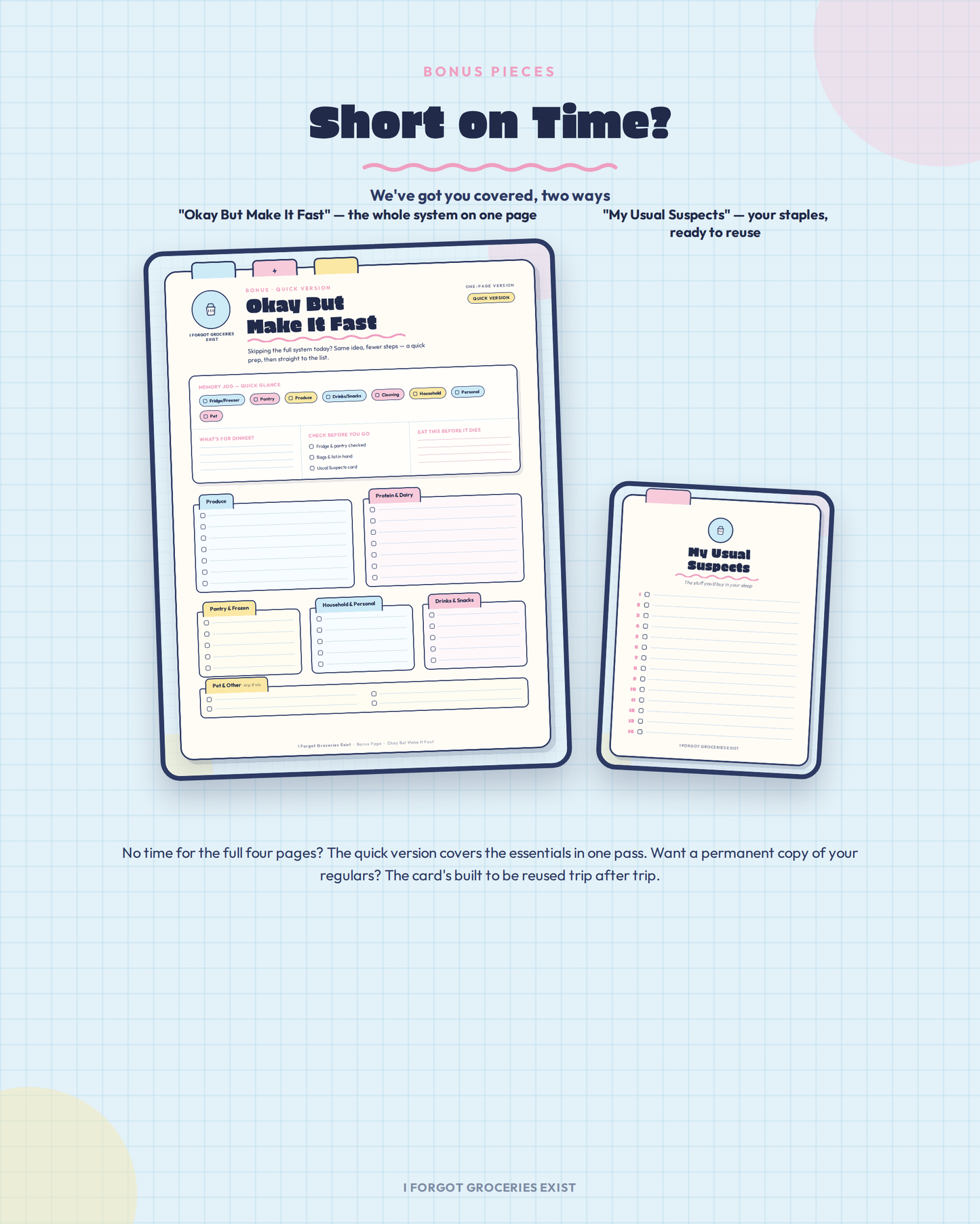 I Forgot Groceries Exist – Grocery Planning Collection (Printable PDF)
