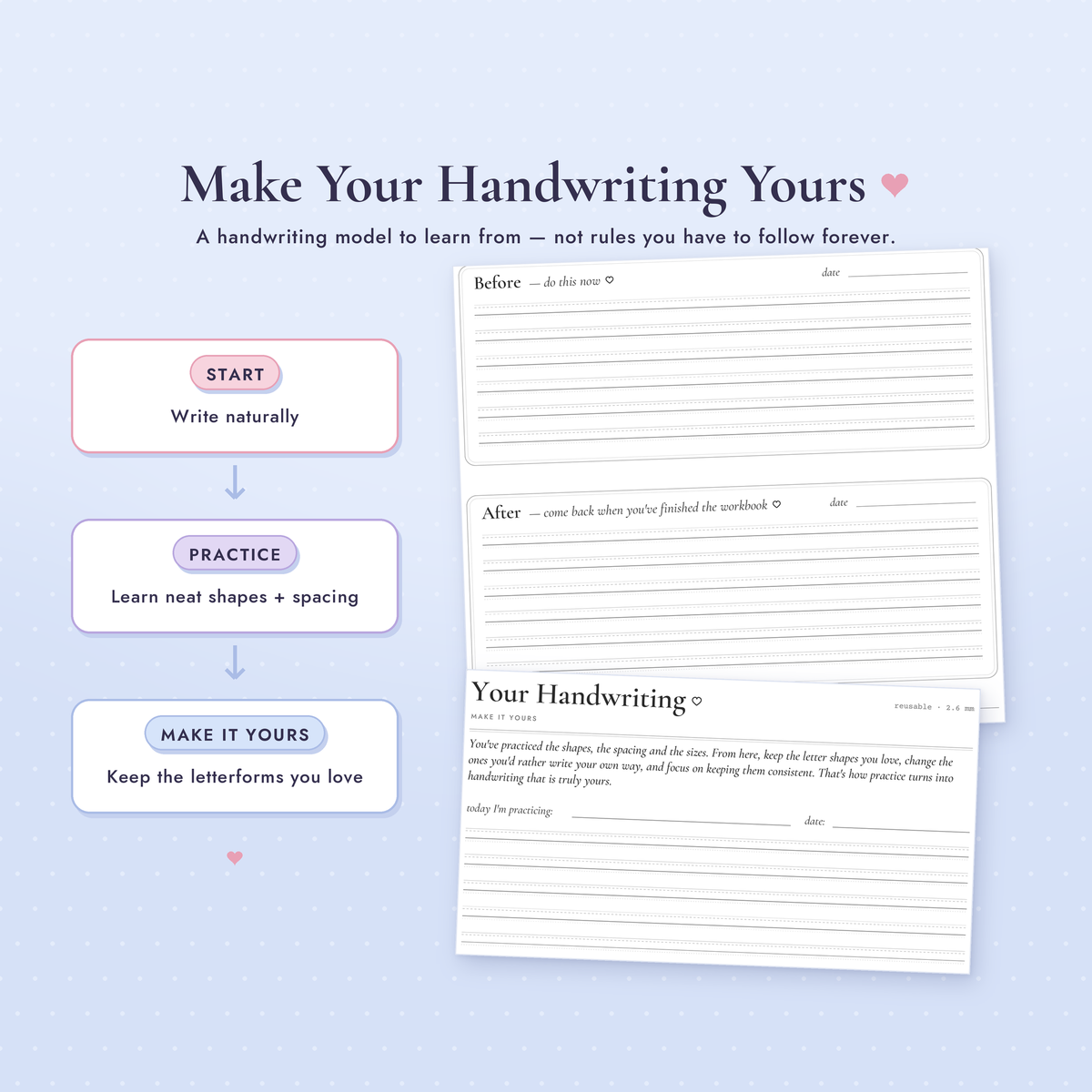Pretty Printing Handwriting Workbook | Cute Handwriting Practice | Planner Handwriting Worksheets | GoodNotes & Printable PDF