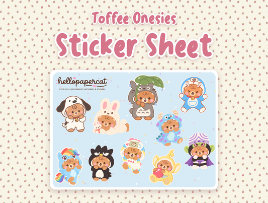 Toffee Onesies sticker sheet