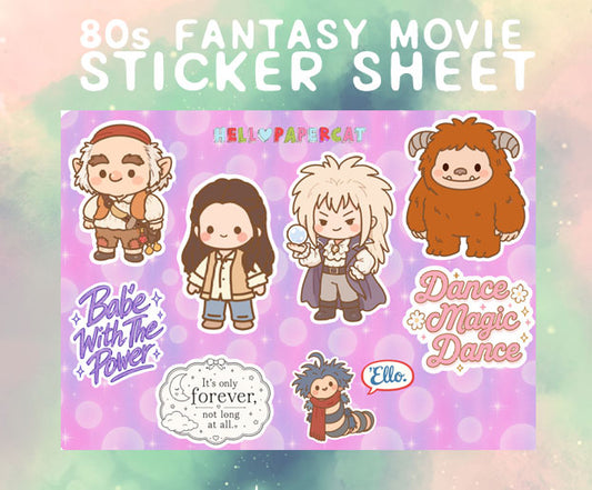 80s fantasy movie sticker sheet