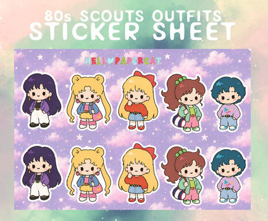 80s scouts outfits sticker sheet