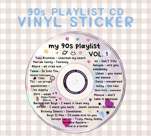 90s Playlist CD Vinyl Sticker