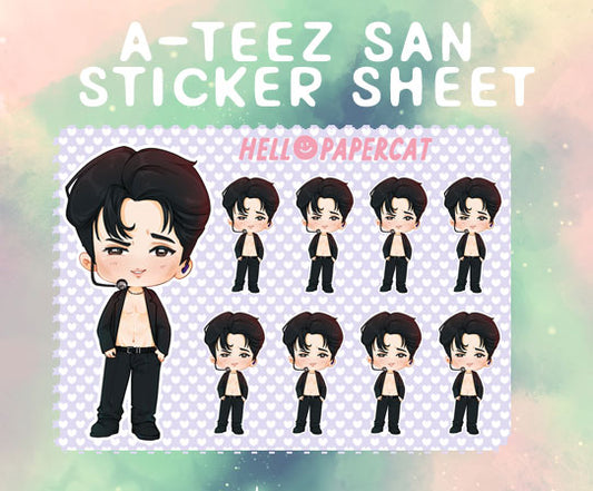 ATEEZ San at coachella sticker sheet