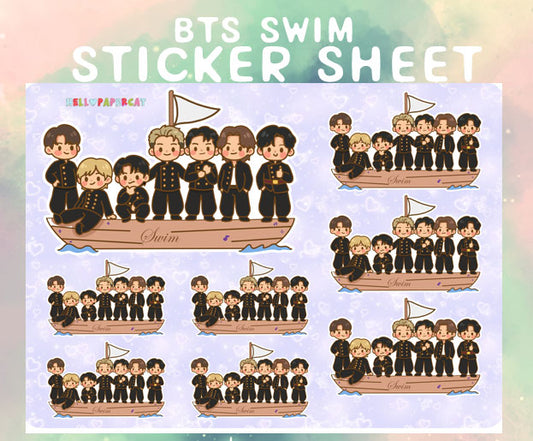BTS Swwim sticker sheet
