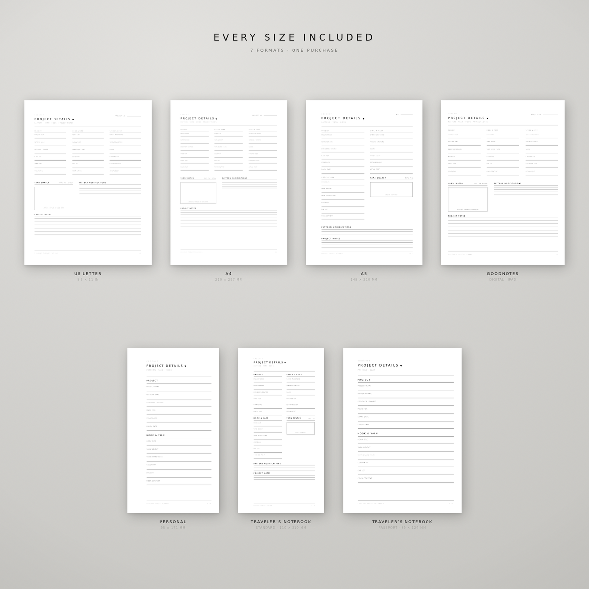 Crochet Project Planner – Printable Crochet Journal, WIP Tracker & GoodNotes Insert