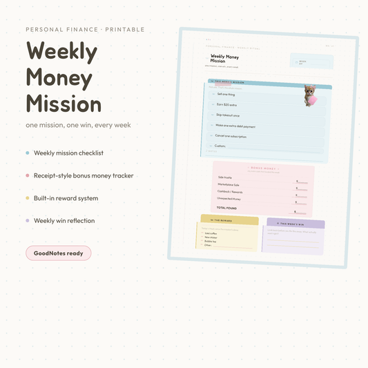 Weekly Money Mission – Printable Money Challenge & Savings Tracker