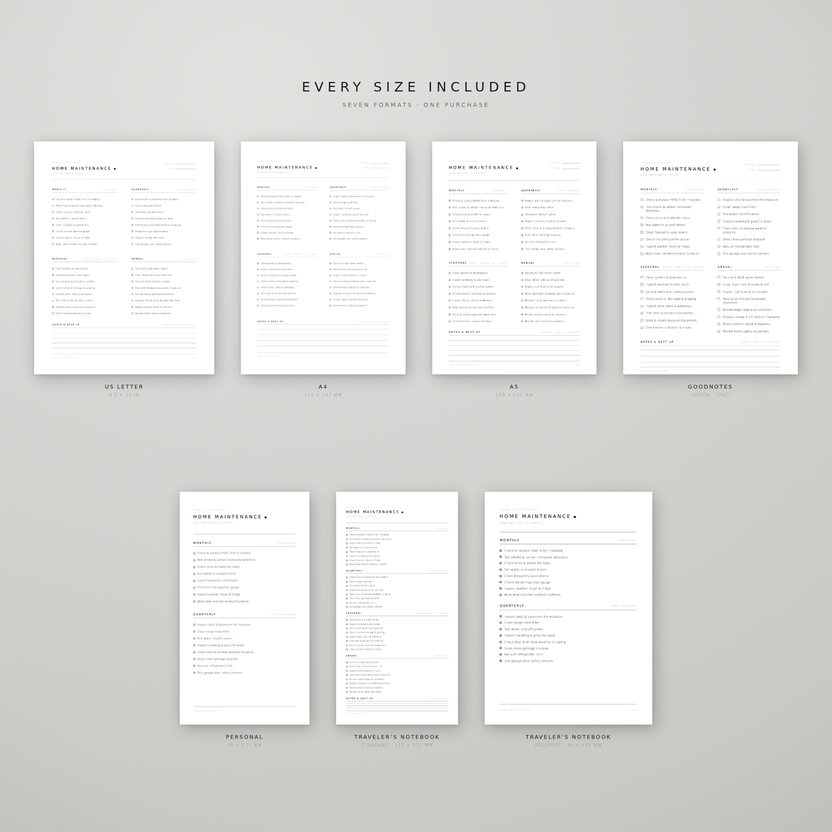 Home Maintenance Checklist — Printable + Digital Planner Insert