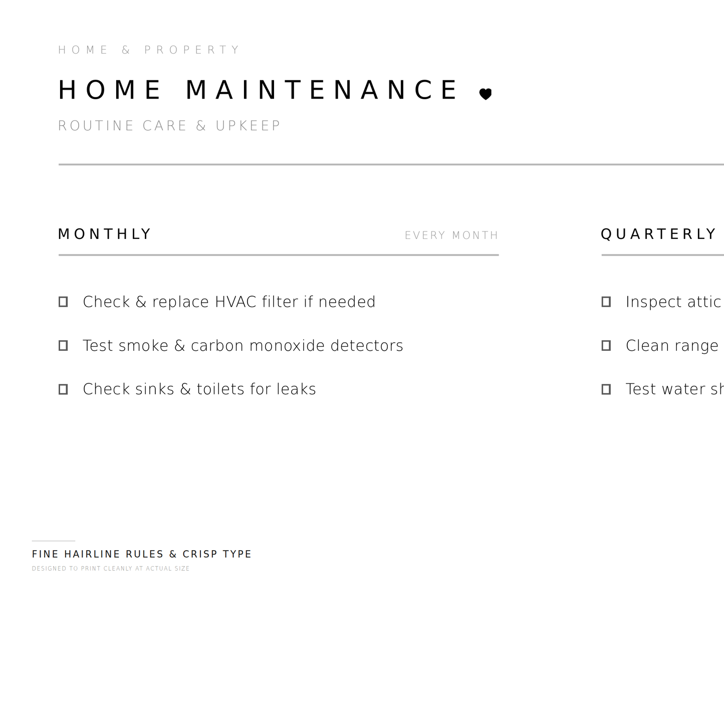 Home Maintenance Checklist — Printable + Digital Planner Insert