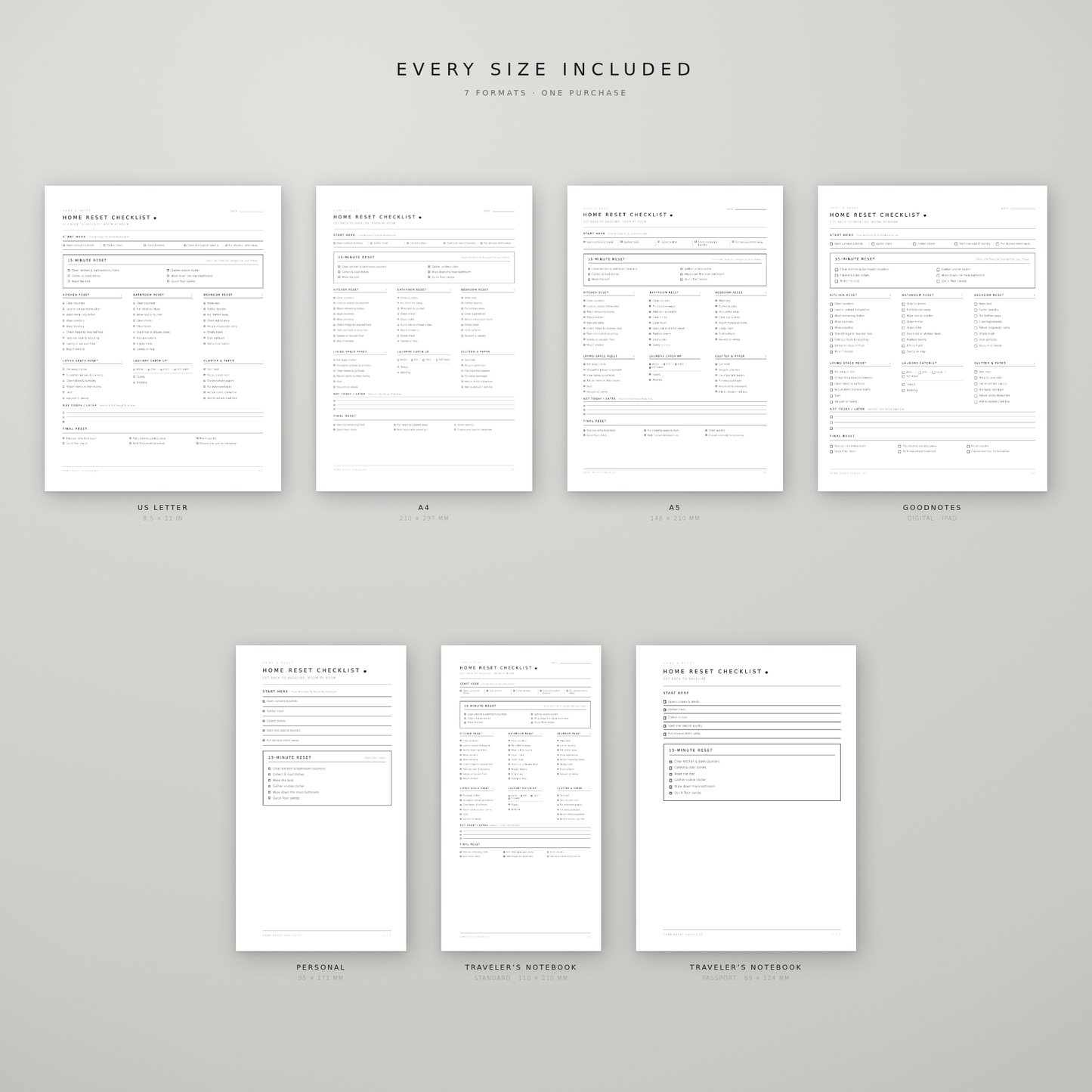 Home Reset Checklist – Printable Cleaning & Home Organization Planner