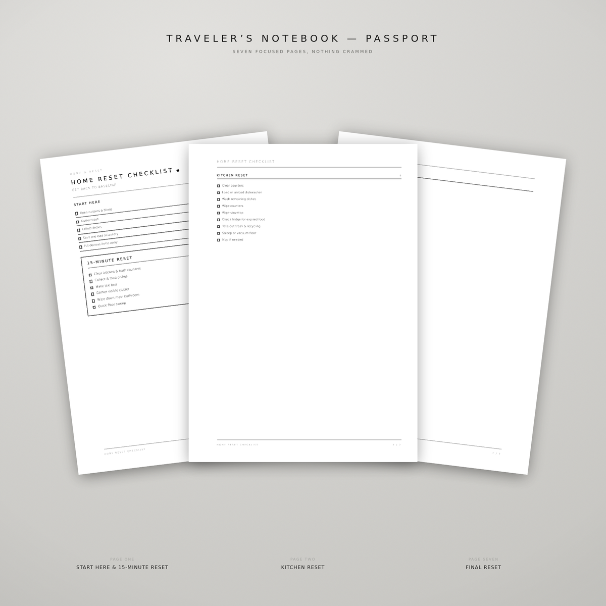 Home Reset Checklist – Printable Cleaning & Home Organization Planner