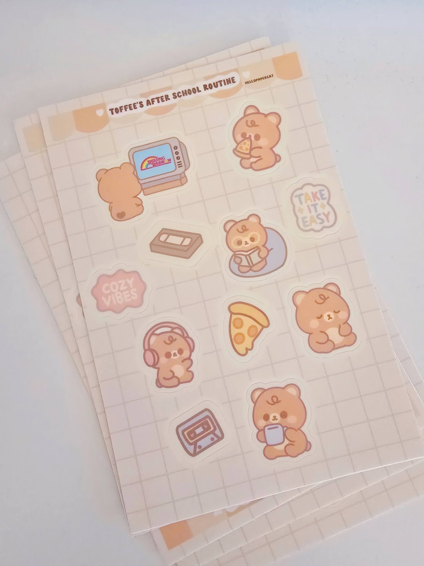 Toffee's after school routine Vinyl Sticker sheet