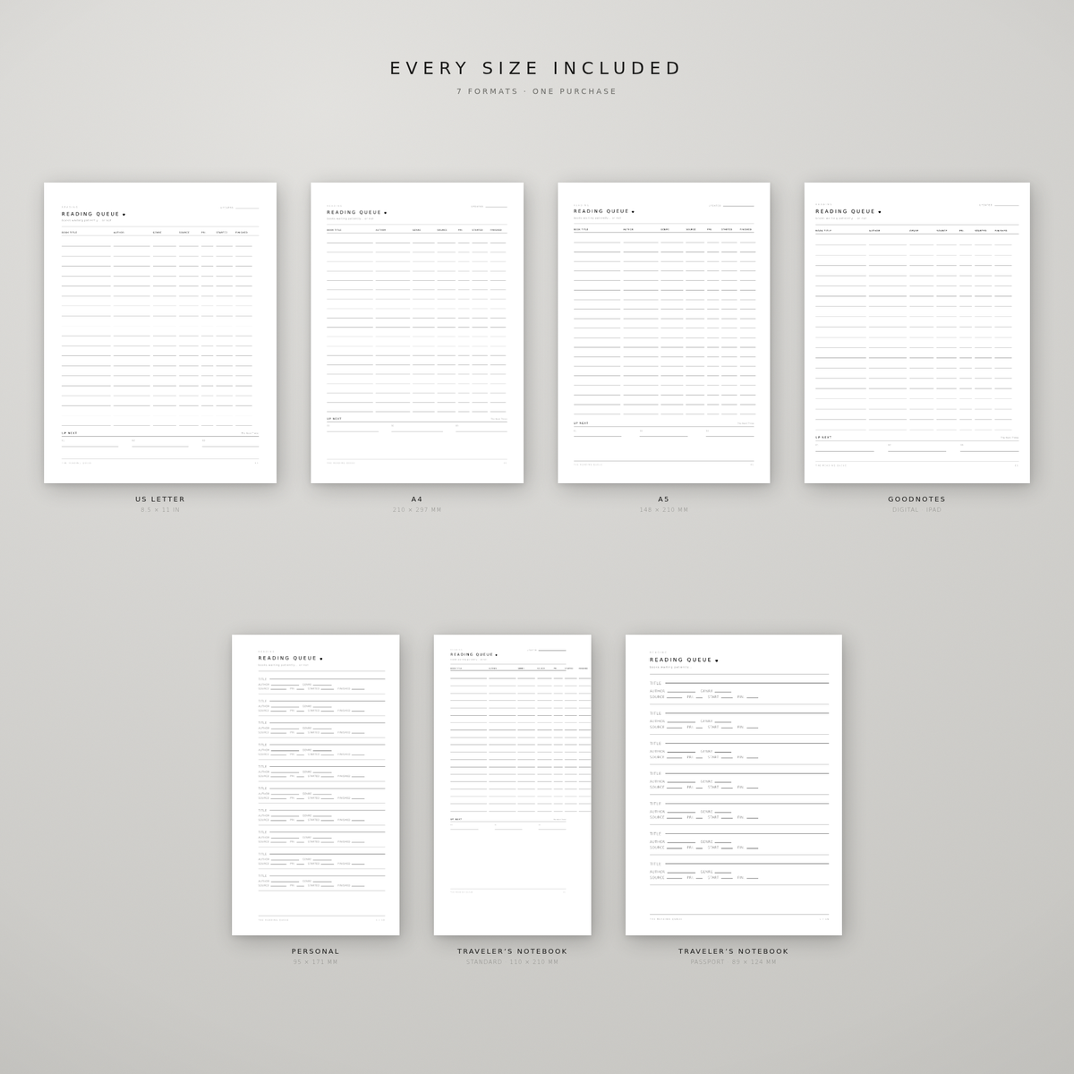The Reading Queue — Printable Reading Planner & Book Tracker