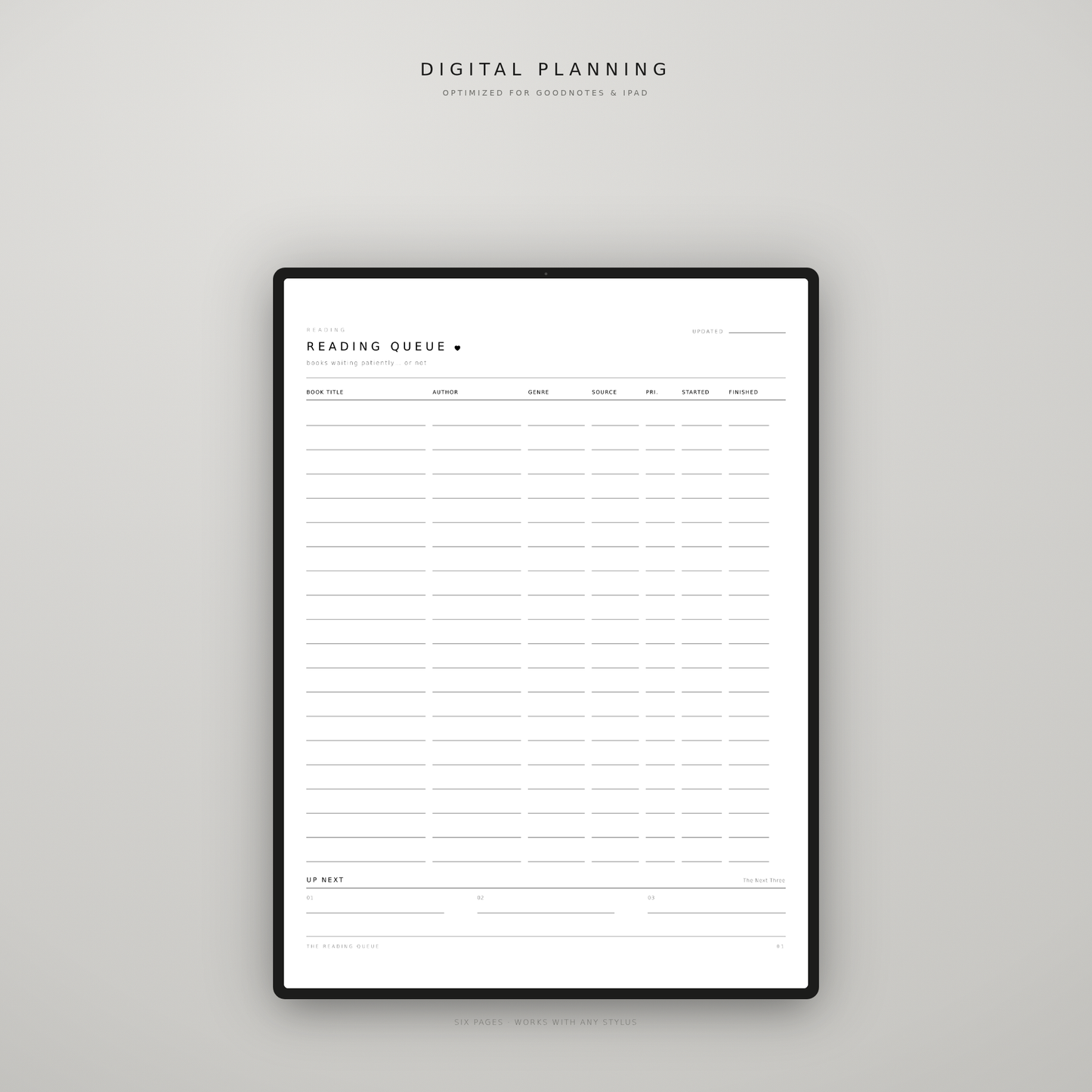 The Reading Queue — Printable Reading Planner & Book Tracker