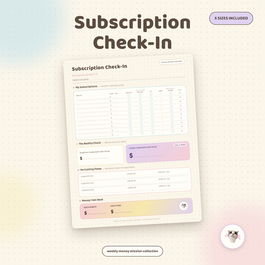 Subscription Check-In – Printable Subscription Tracker & Spending Audit