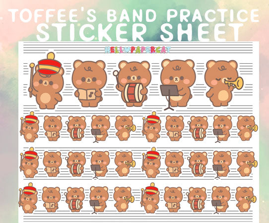 Toffee band practice sticker sheet