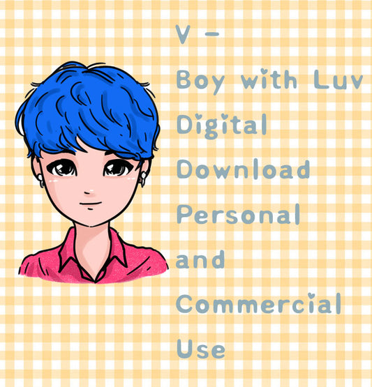 V boy with luv Clipart