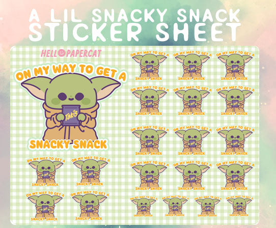 A lil snacky snack sticker sheet