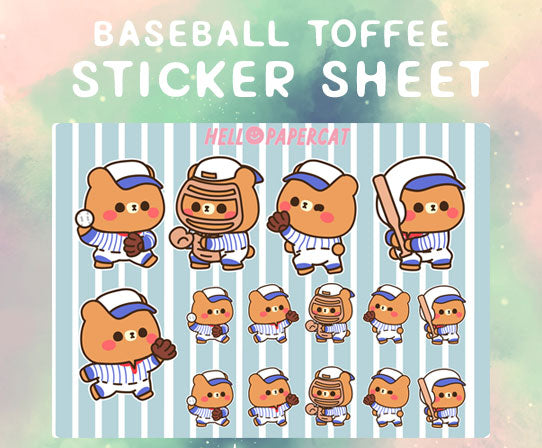 Baseball Toffee sticker sheet