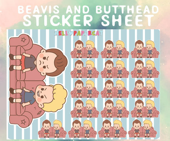 Beavis and Butthead inspired sticker sheet