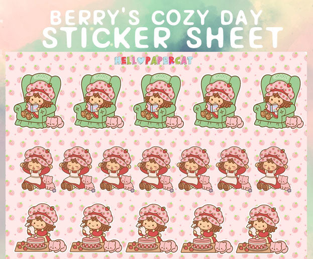 Berry's cozy day sticker sheet