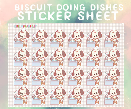Biscuit doing dishes sticker sheet