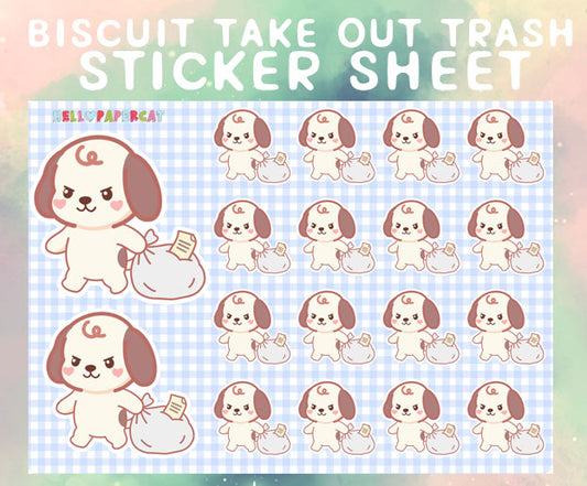 Biscuit taking out the trash sticker sheet