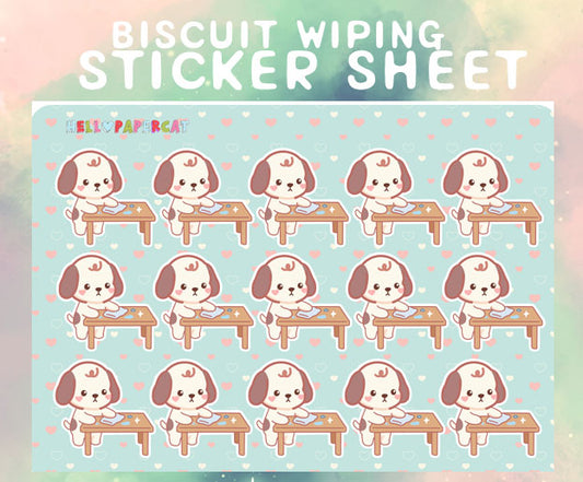 Biscuit wiping and cleaning sticker sheet