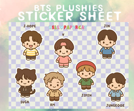 BTS plushies sticker sheet