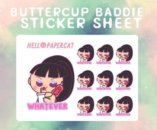 Buttercup Baddie sticker sheet