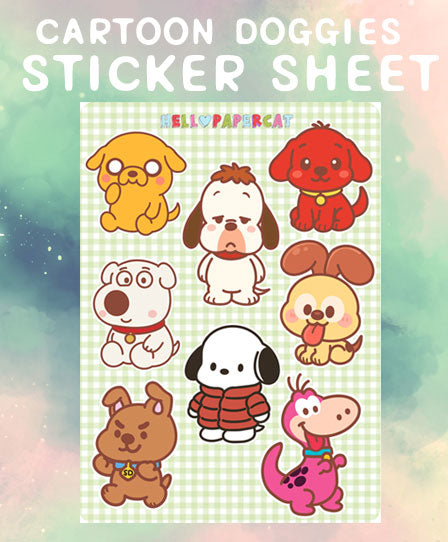Cartoon Nostalgia Doggies sticker sheet